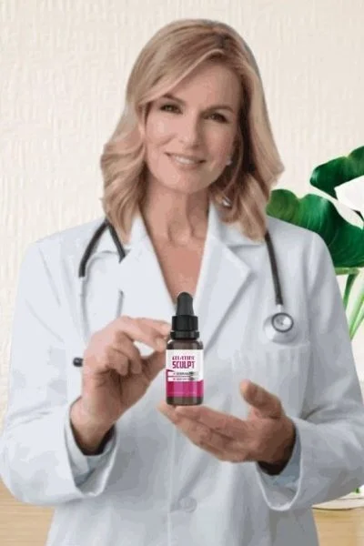 Doctor presenting Gelatine Sculpt liquid drops